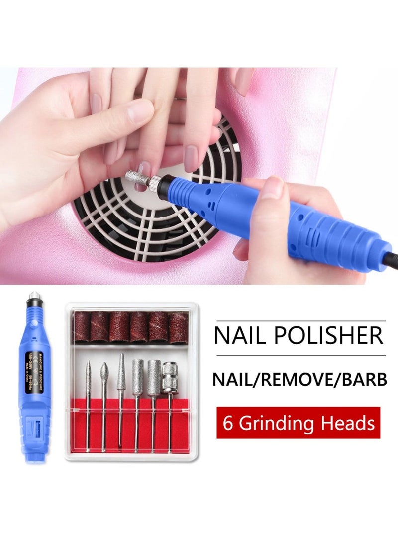KIIUMI Electric Nail Drill，Professional Portable Nail File Kit ，With Nail Drill Bits, Sanding Bands for Acrylic Gel Nails，Salon or Home Use，Blue - Image 3