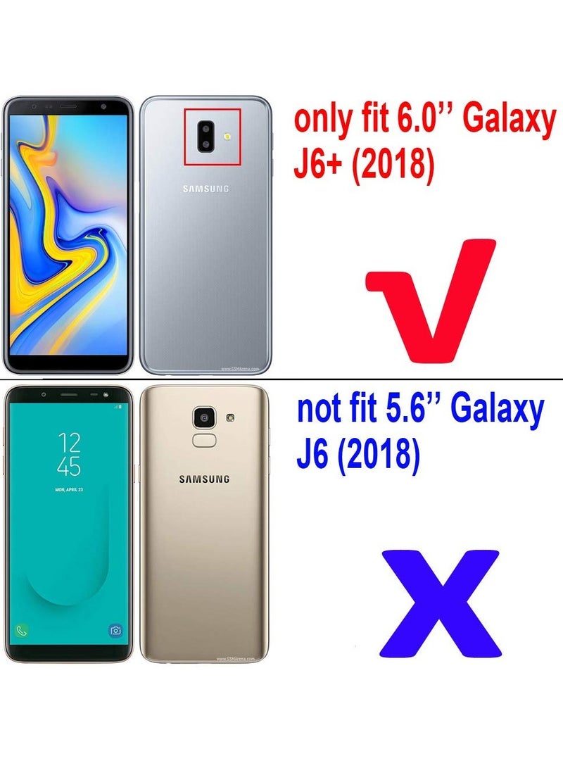 مايجين متوافق مع هاتف Galaxy J6 Plus 2018، جراب معدني بمقبض حلقي وغطاء ممتص للصدمات صلب مقاوم للصدمات يعمل مع حامل مغناطيسي للسيارة وغطاء متين بطبقة مزدوجة لهاتف Samsung Galaxy J6 Plus أحمر - Image 2