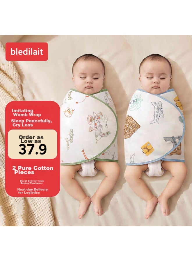 Bledilait Newborn Pure Cotton Baby Swaddle Blanket, Class A, All-season, 2 Pieces, 35×80cm - Image 5