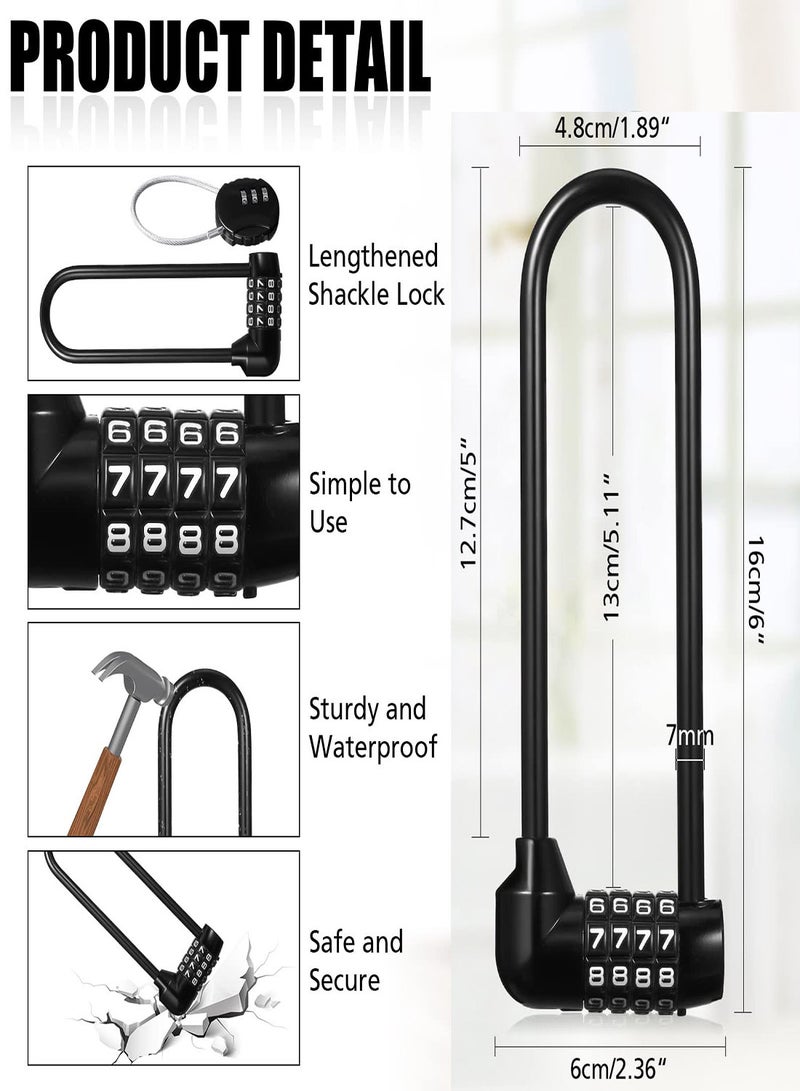 4 Digit Combination Padlock, 2Pcs 16cm Resettable Code Lock, Waterproof Heavy Duty Padlock for Bicycles, Gates, Gym, School, Outdoor Use, Secure Locking Solution  - Image 4