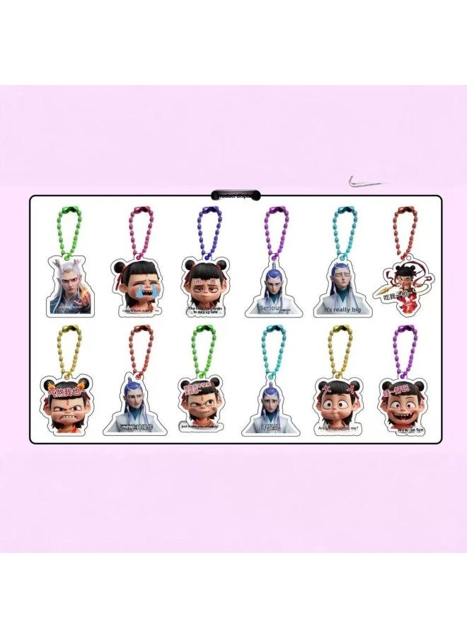 Nezha 2 Devil Child Naohai Lotus Root Cake CP Mobile Phone Chain Pendant Cartoon Animation High Color Value Nezha Ao Bing Schoolbag Hanging Decoration-Height:24 Pieces [independent Small Box Packaging]  - Image 1