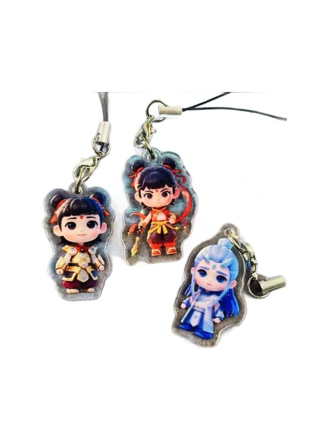 Nezha 2 Devil Child Naohai Lotus Root Cake CP Mobile Phone Chain Pendant Cartoon Animation High Color Value Nezha Ao Bing Schoolbag Hanging Decoration-Height:24 Pieces [independent Small Box Packaging]  - Image 5