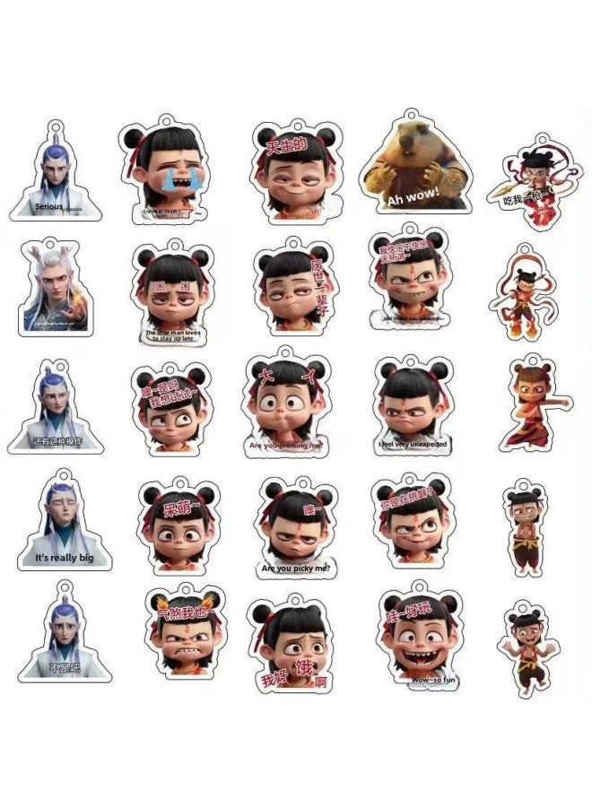 Nezha 2 Devil Child Naohai Lotus Root Cake CP Mobile Phone Chain Pendant Cartoon Animation High Color Value Nezha Ao Bing Schoolbag Hanging Decoration-Height:24 Pieces [independent Small Box Packaging]  - Image 2