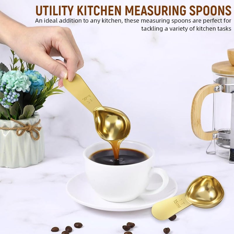 Supvox 2Pcs Measuring Spoons 15ml30ml Coffee Bean Measuring Spoon 304 Food Grade Stainless Steel Golden Measuring Spoons Kitchen Utility Measuring Spoons with Etched Marks - Image 5