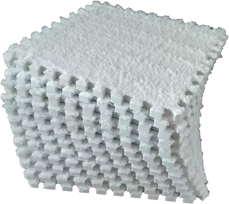 Eluleegc 12pcs 0.6in Thick Interlocking Carpet Squares Puzzle Mat EVA Foam Area Tiled Rug for Baby Play Soft Mats (White, 11.8in) - Image 1