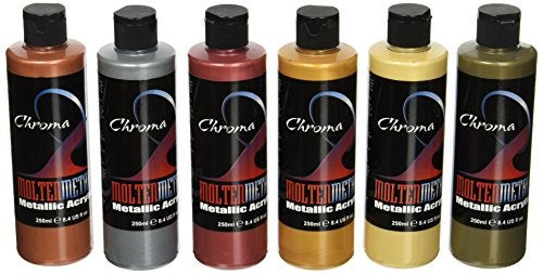 Chroma Molten Metals Acrylic Paint Set, 8.4 oz Bottle, Assorted Color, Set of 6 - 1442894 - Image 2