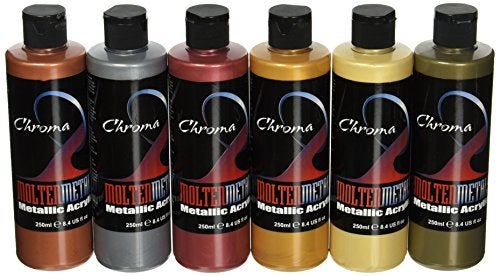 Chroma Molten Metals Acrylic Paint Set, 8.4 oz Bottle, Assorted Color, Set of 6 - 1442894 - Image 5
