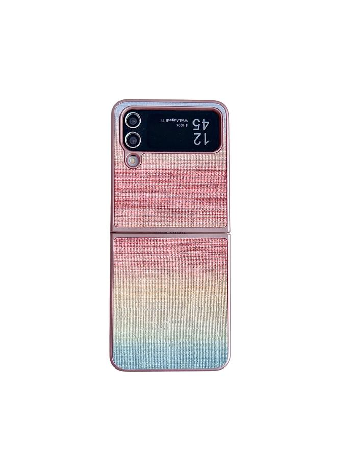 Green Tiger For Samsung Galaxy Z Flip3 Illusory Color Leather Texture PC Phone Case(Pink)