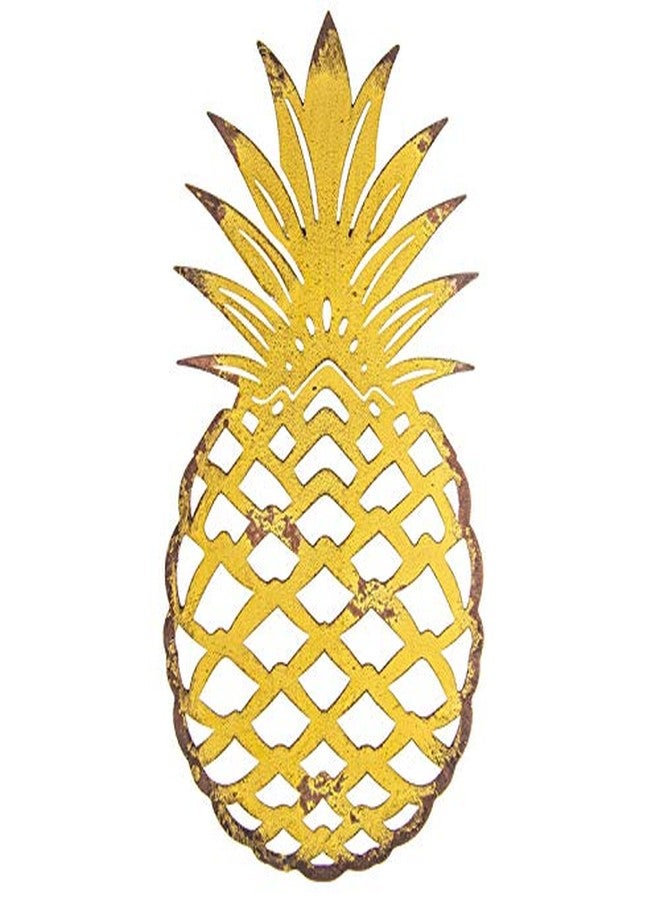 Everydecor Yellow Pineapple Metal Wall Hanging Art Decor for Home Office Living Room Bedroom Kitchen Bathroom Indoor and Otdoor Décor Accents - Image 1