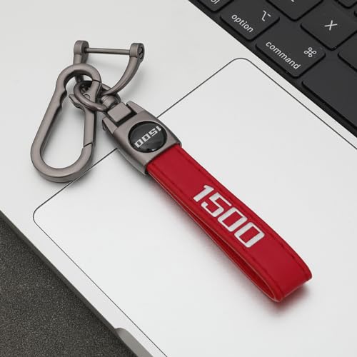 LINOAH Key Chain for Ram 1500 Leather Car Keychain, Compatiable With Dodge Ram 1500 Accessories, Red Key Chain with 360 Degree Rotatable, Anti-Lost D-Ring - Image 3