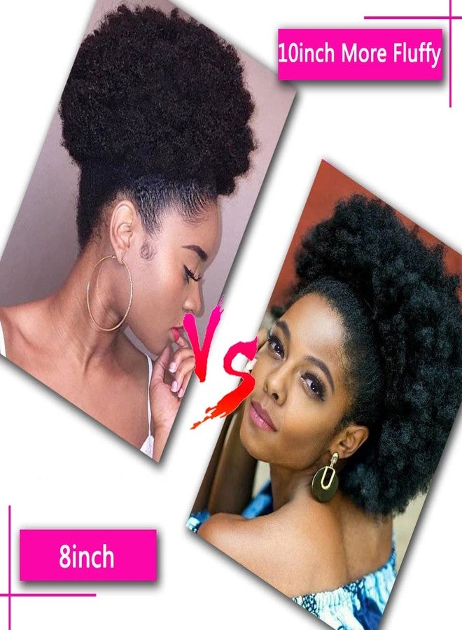 mybobwig وصلات شعر ذيل حصان كبيرة من نوع أفرو بوف برباط للنساء ذوات البشرة السمراء، مناسبة للشعر الأفرو المجعد والمتشابك من النوعين 4b و4c. - Image 3