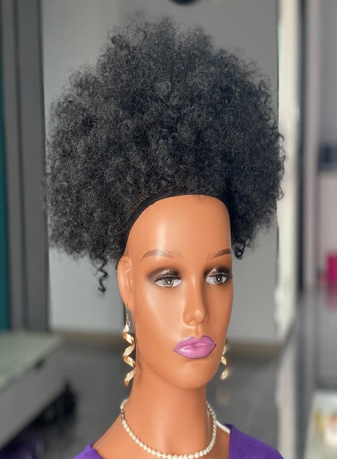 mybobwig وصلات شعر ذيل حصان كبيرة من نوع أفرو بوف برباط للنساء ذوات البشرة السمراء، مناسبة للشعر الأفرو المجعد والمتشابك من النوعين 4b و4c. - Image 2