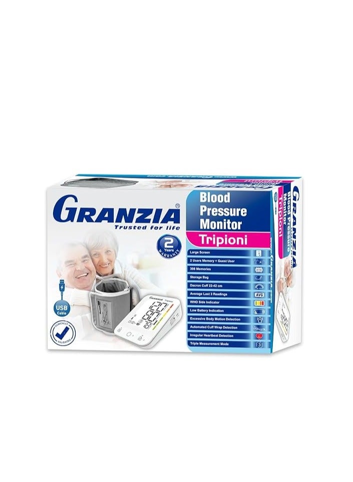 Granzia Tribioni Digital Blood Pressure Monitor Triple Rate Blood Pressure Monitor Accurate Reading USB Powered - Image 1