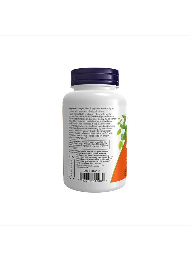 now - Supplements, Water Out With Standardized Uva Ursi, Dandelion, Potassium and Vitamin B-6, 100 Veg Capsules - Image 1