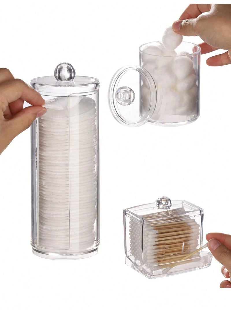 KHAJUL 3-Piece Dressing Table Makeup Organizer, Cotton Swab Holder Bathroom Container for Sorting and Storage  - Image 3
