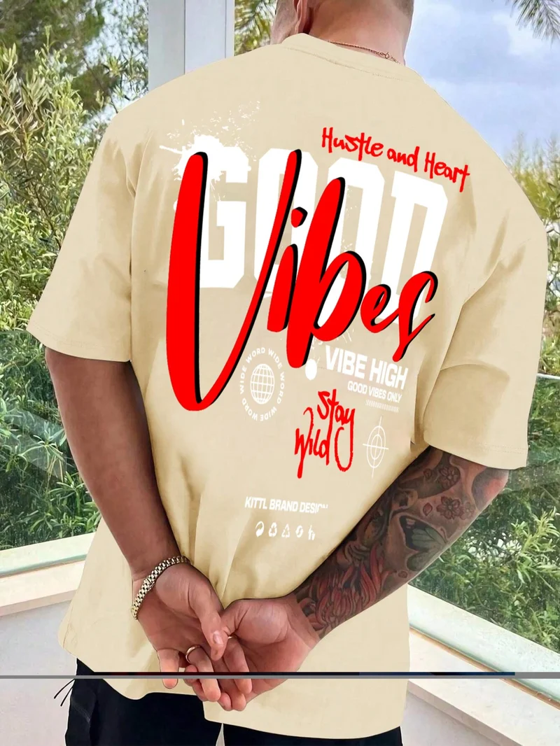 دوغ فش Oversize Printed Beige Casual T-Shirt 100% Cotton