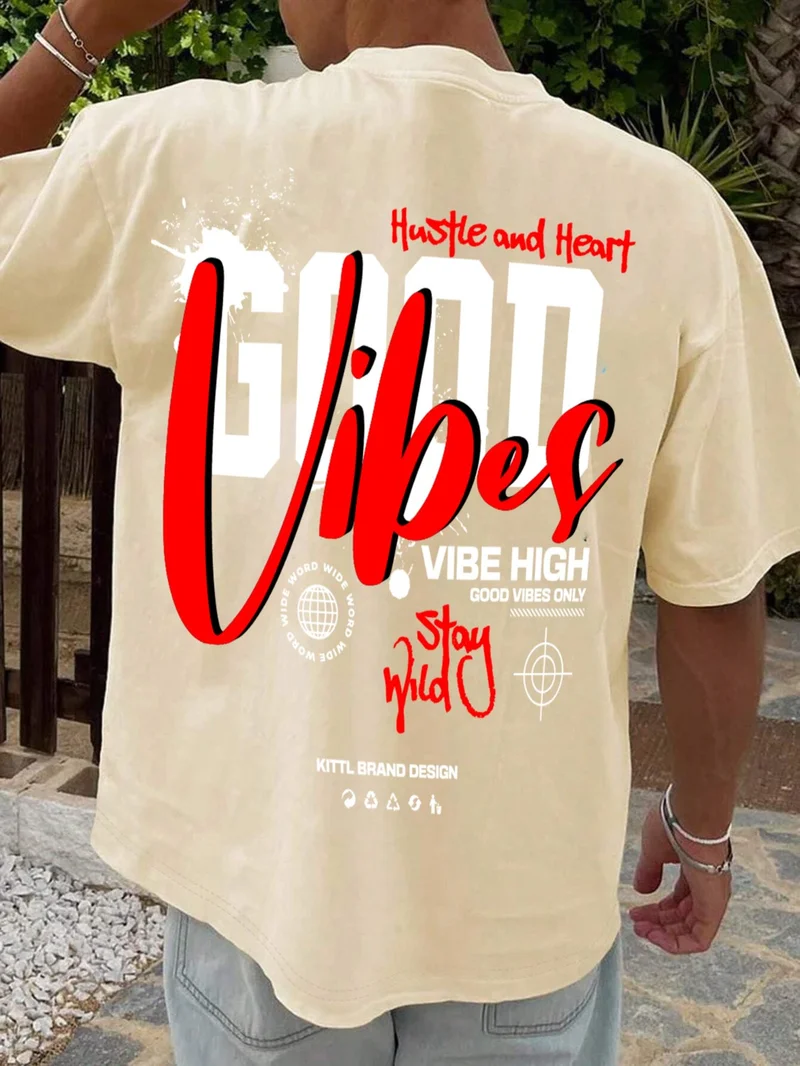 دوغ فش Oversize Printed Beige Casual T-Shirt 100% Cotton