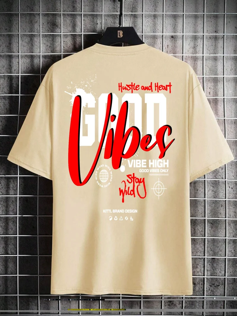دوغ فش Oversize Printed Beige Casual T-Shirt 100% Cotton