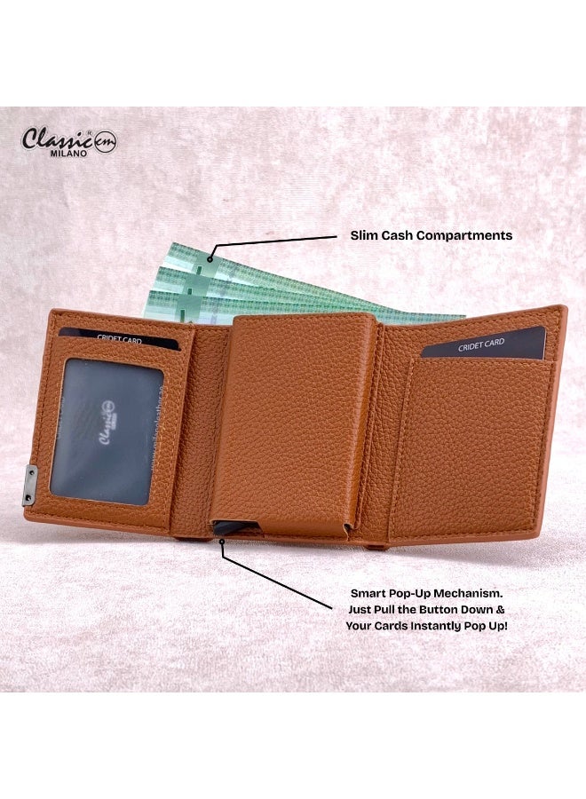 Classic Milano Classic Milano Faux Leather RFID Blocking Pop Up Wallet for Men and Women - Automatic Card Holder Wallet with Pop-up Design - Secure, Compact Credit Card Holder for Men - Stylish Wallet for Men & Women’s RFID Card Wallet  - Image 3