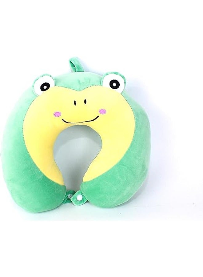 كومفي وسادة رقبة ناعمة حيوان من الفايبر لدعم الرقبة على شكل حرف U للسيارة والسفر والمكتب والطائرة والهدايا - ضفدع - TL23