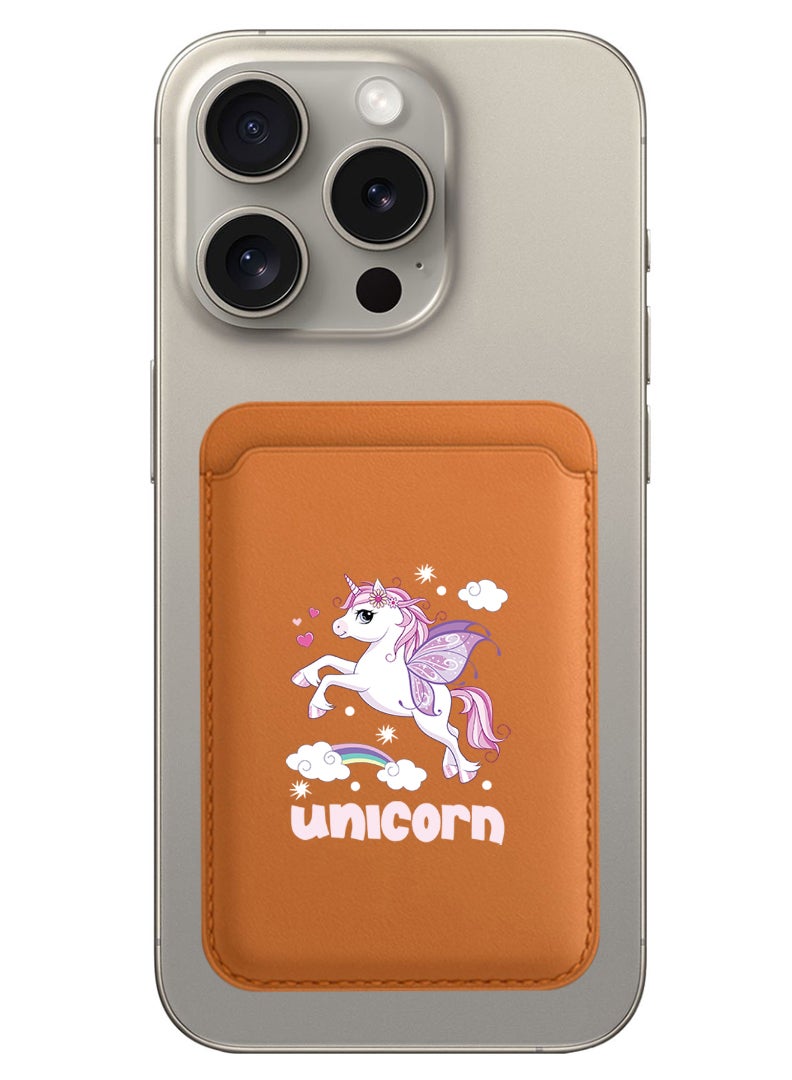 Theodor Magnetic Wallet, Compatible with MagSafe Wallet, for iPhone Wallet, for iPhone 16/15/14/13/12 Series, Not for iPhone 13/12 mini, 3 Card Holder, Vegan Leather, Brown - Unicorn - Image 1