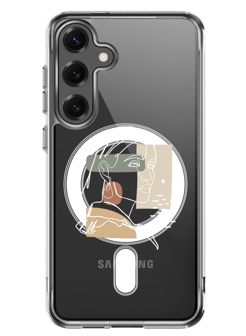 Theodor Magnetic Case for Samsung Galaxy S25 6.2-inch Compatible with MagSafe Wireless Charging, Shockproof Phone Bumper Cover Women - White - Image 1