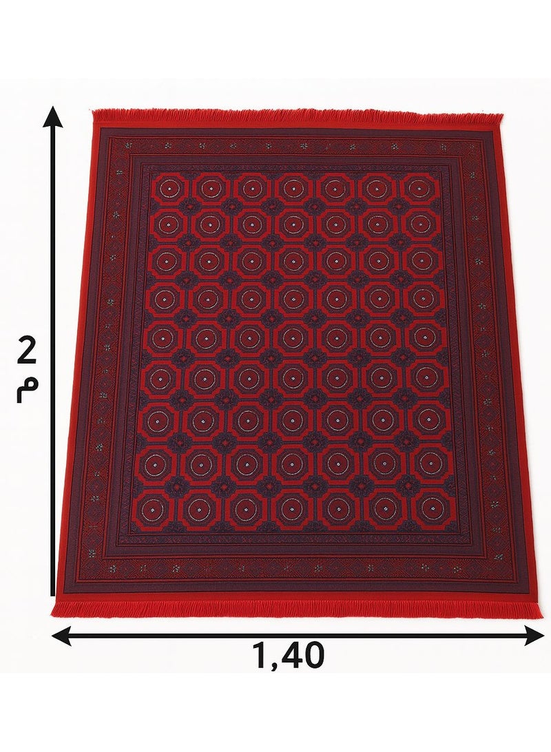 Turkish Outdoor Rug – Red Heritage Design, 2×1.4m, Lightweight & Durable, Perfect for Picnics, Gardens & Gathering. - Image 1
