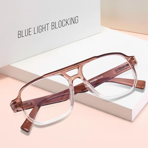 Peter Jones Brown Square Unisex Medium Sleek Optical Frame with Anti Glare Lenses (AG218BR) - Image 4