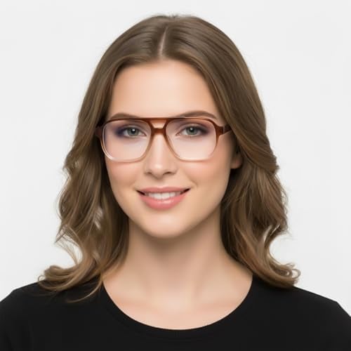 Peter Jones Brown Square Unisex Medium Sleek Optical Frame with Anti Glare Lenses (AG218BR) - Image 3