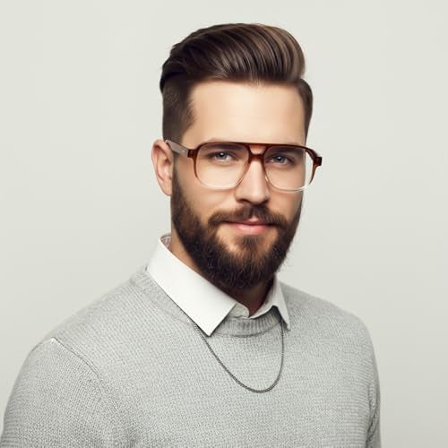 Peter Jones Brown Square Unisex Medium Sleek Optical Frame with Anti Glare Lenses (AG218BR) - Image 2