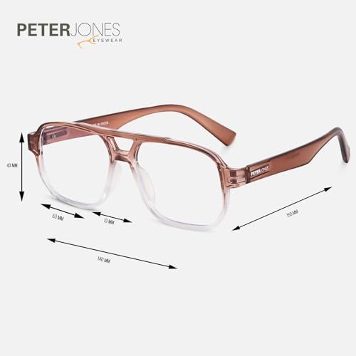 Peter Jones Brown Square Unisex Medium Sleek Optical Frame with Anti Glare Lenses (AG218BR) - Image 5