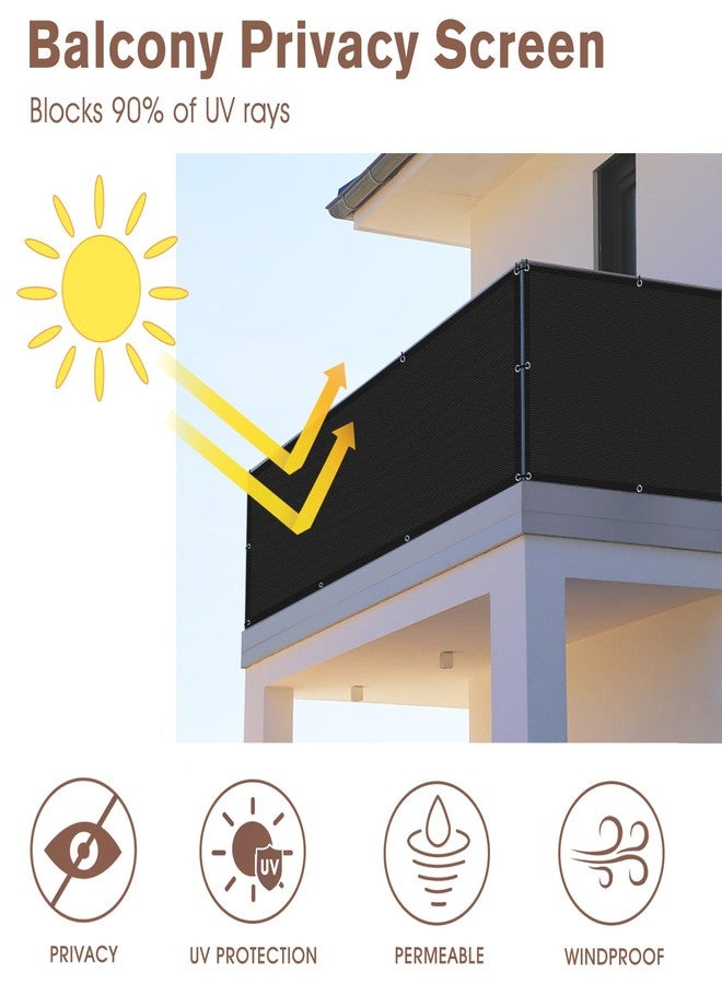 SUNNY GUARD 3'x16' Black Balcony Privacy Screen Fence, Apartments Railing Screen, Heavy Duty Wind Screen for Outdoor,Deck,Backyard,Patio Privacy（We Make Custom Sizes） - Image 2