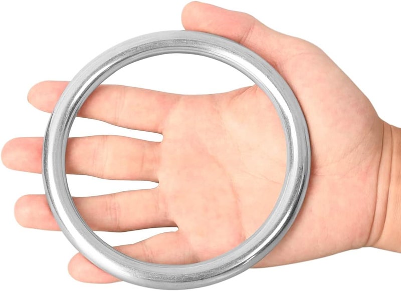 Abimars 5" Seamless Metal O Ring, 2 Pack 304 Stainless Steel Rings Load 990lbs, Solid, Heavy Duty Multi-Purpose Metal O-Ring for Macrame,Dog Leashes - Image 5