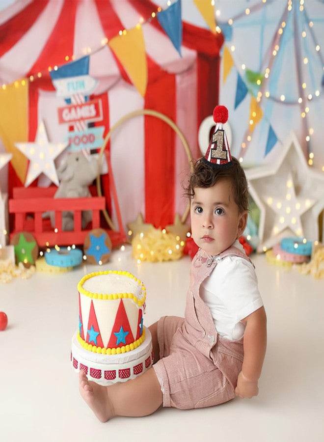 YOUAME Circus 1st Birthday Party Hat - Red Glitter Crown Outfit for Boys and Girls, Fun Carnival Themed Party Decor - Image 3
