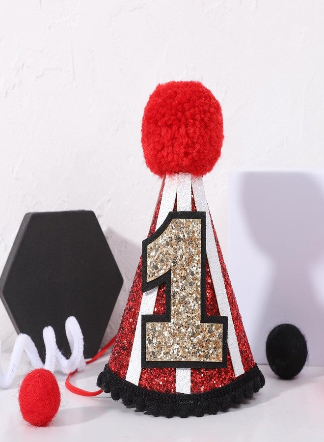 YOUAME Circus 1st Birthday Party Hat - Red Glitter Crown Outfit for Boys and Girls, Fun Carnival Themed Party Decor - Image 5