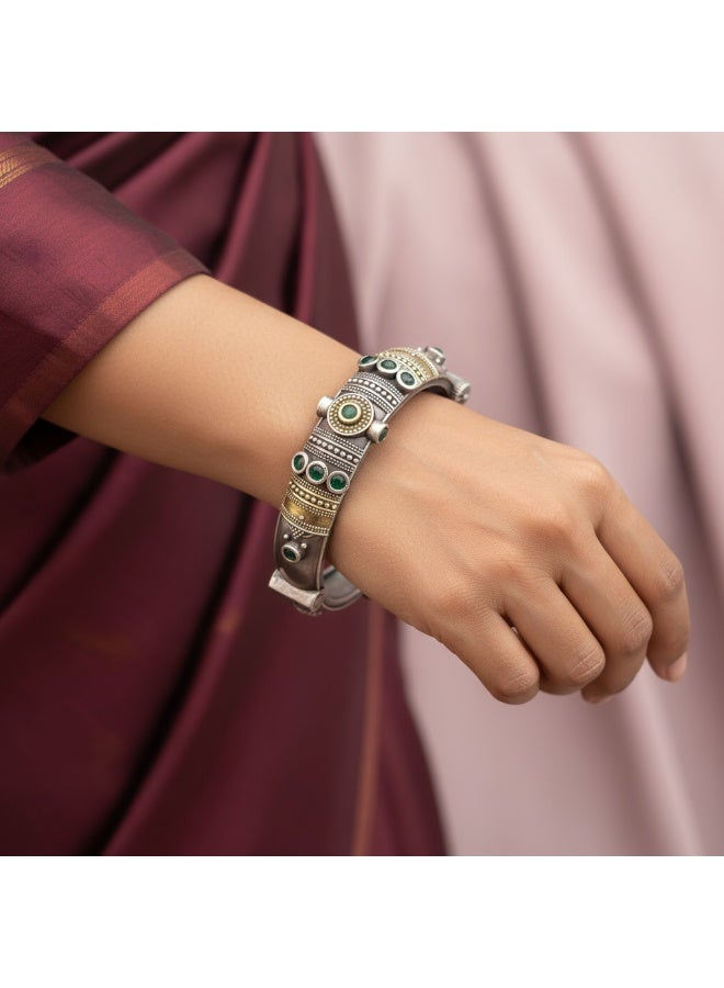 Pretty Precious Classic Kada Bracelet with Oxidized Silver Plating | Traditional Boho Handcrafted Bangle for Women & Girls - Image 1