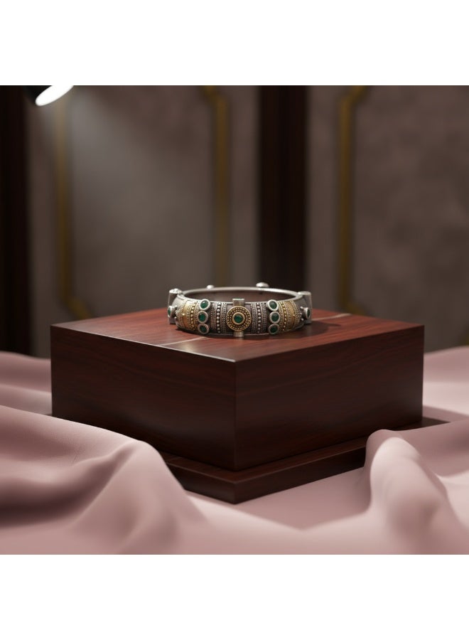 Pretty Precious Classic Kada Bracelet with Oxidized Silver Plating | Traditional Boho Handcrafted Bangle for Women & Girls - Image 2