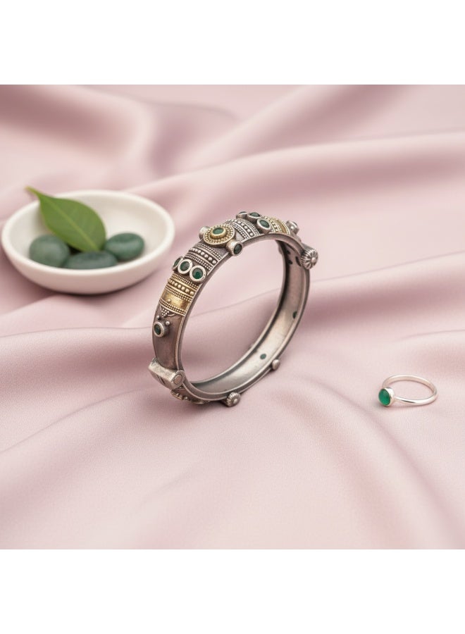 Pretty Precious Classic Kada Bracelet with Oxidized Silver Plating | Traditional Boho Handcrafted Bangle for Women & Girls - Image 3