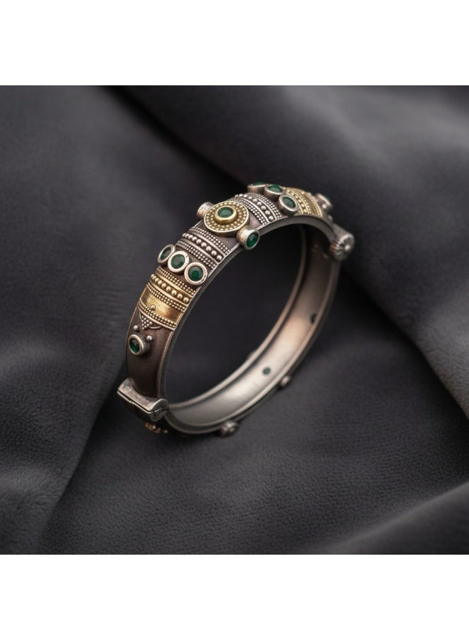 Pretty Precious Classic Kada Bracelet with Oxidized Silver Plating | Traditional Boho Handcrafted Bangle for Women & Girls - Image 5