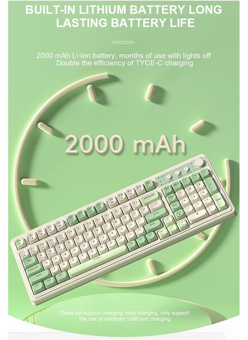 AULA - S99 Keys Creamy Gaming Keyboard, Tri-Mode Bluetooth/2.4GHz/USB-C Retro Keyboard with NumberPad RGB Backlit, Media Knob Programmable Membrane Computer Keyboard - Image 1