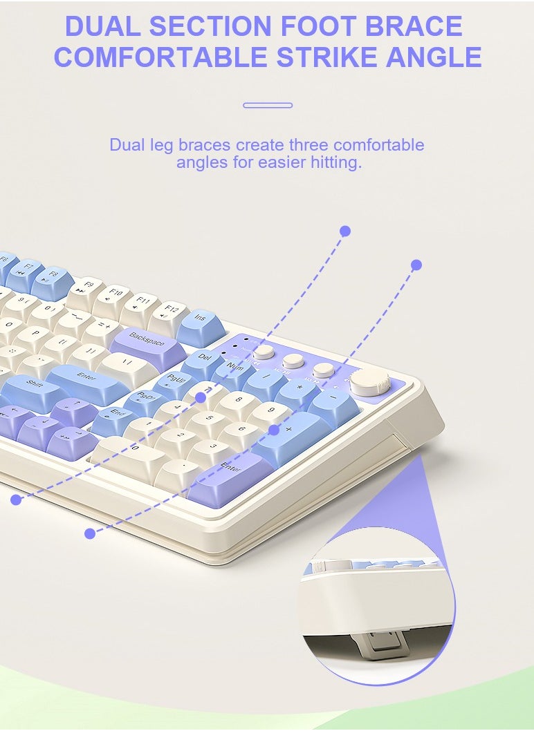 AULA - S99 Keys Creamy Gaming Keyboard, Tri-Mode Bluetooth/2.4GHz/USB-C Retro Keyboard with NumberPad RGB Backlit, Media Knob Programmable Membrane Computer Keyboard - Image 1