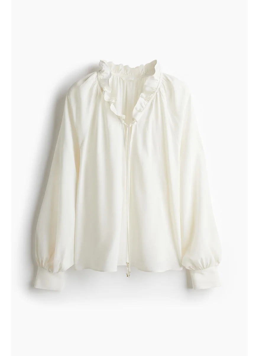اتش اند ام Frill-Trimmed Drawstring Blouse
