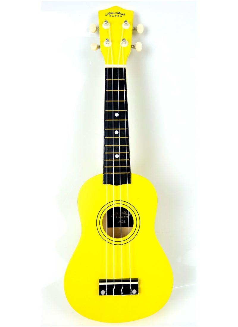 null - Mike Music 21inch ukulele with Bag, Strap, Pick, and Extra Strings (Yellow) - Image 1