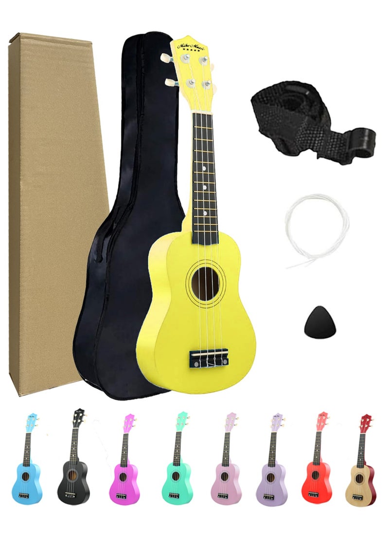 null - Mike Music 21inch ukulele with Bag, Strap, Pick, and Extra Strings (Yellow) - Image 1