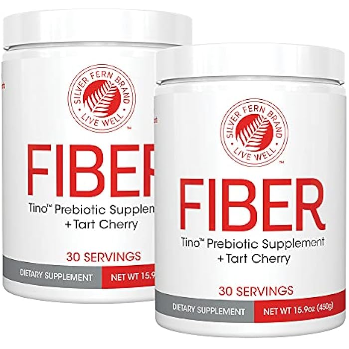 Silver Fern Tino High Fiber Supplement Powder - Non-GMO, Pre-Biotic, Water Soluble, Digestive Friendly, Powdered Mix - Add to Water, Juice, Shakes, Cereal & More (2 Canisters - 15.9 Oz. ea.) - Image 1