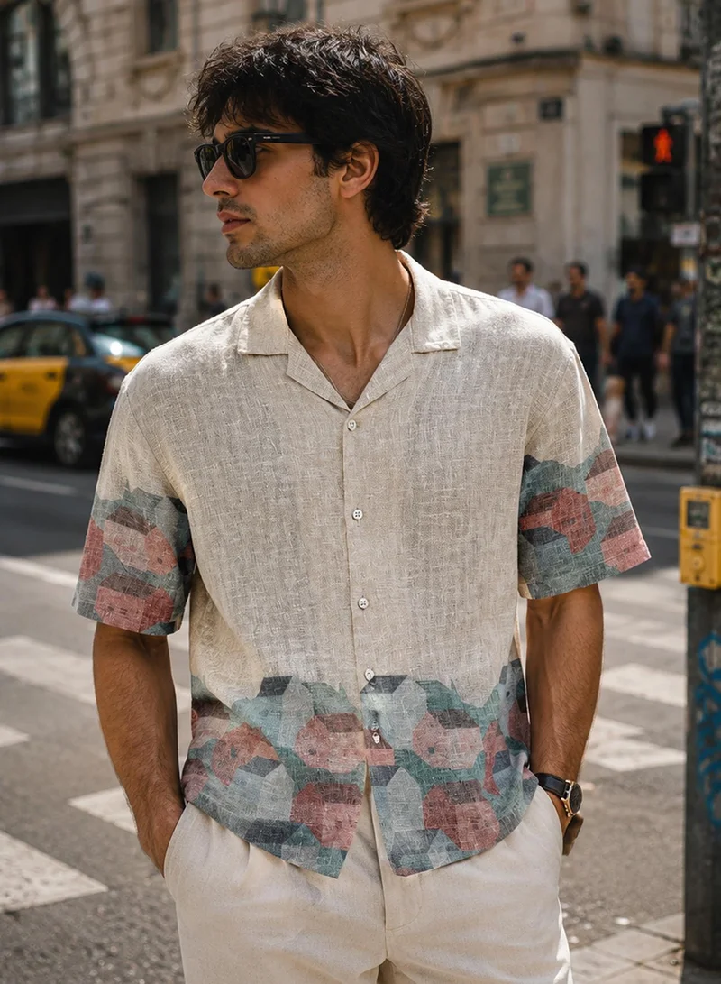 Men's Multi Printed Regular Shirt For Casual Wear | Collared Neck | Long Sleeve | Button Closure | Cotton Blend Shirt Crafted With Comfort Fit For Everyday Wear