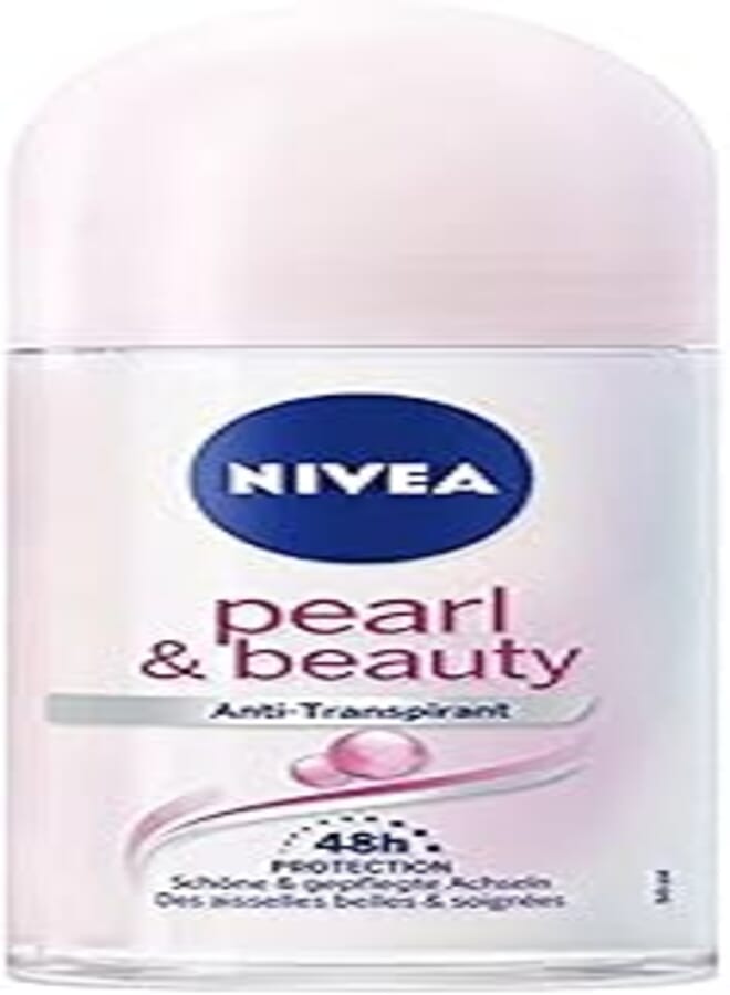 NIVEA Pure Pearl & Beauty Roll-On Deodorant Pack of 6 (6 x 50 ml), Antiperspirant Roller for Nourished Underarm Skin, Deodorant with 48-Hour Protection