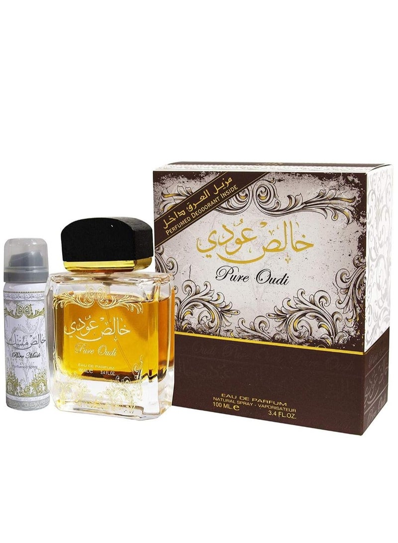 لطافة بخاخ او دي بارفان بيور اودي (خالص اودي) 100 مل من لطافة Nut، ميج خشب الاجار + مزيل عرق مجاني من الداخل، للجنسين
