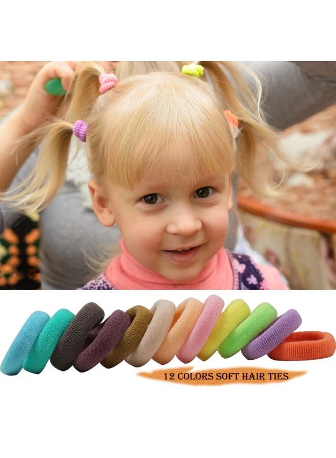 WillingTee 120 Pcs Baby Hair Ties, Cotton Toddler Hair Ties for Girls and Kids, Multicolor Small Seamless Hair Bands Elastic Ponytail Holders Spring - Image 5
