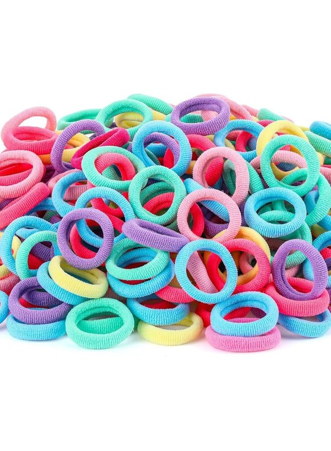WillingTee 120 Pcs Baby Hair Ties, Cotton Toddler Hair Ties for Girls and Kids, Multicolor Small Seamless Hair Bands Elastic Ponytail Holders Spring - Image 1